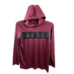 Jordan Red Dri-FIT Hoodie – Youth Large – Black Chest Print